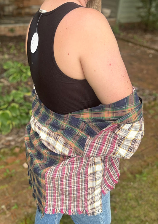 RIBBED LAYERING TANK - Black