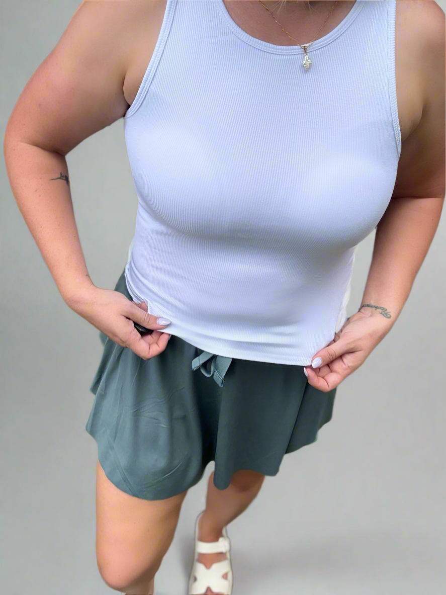 RIBBED LAYERING TANK - White