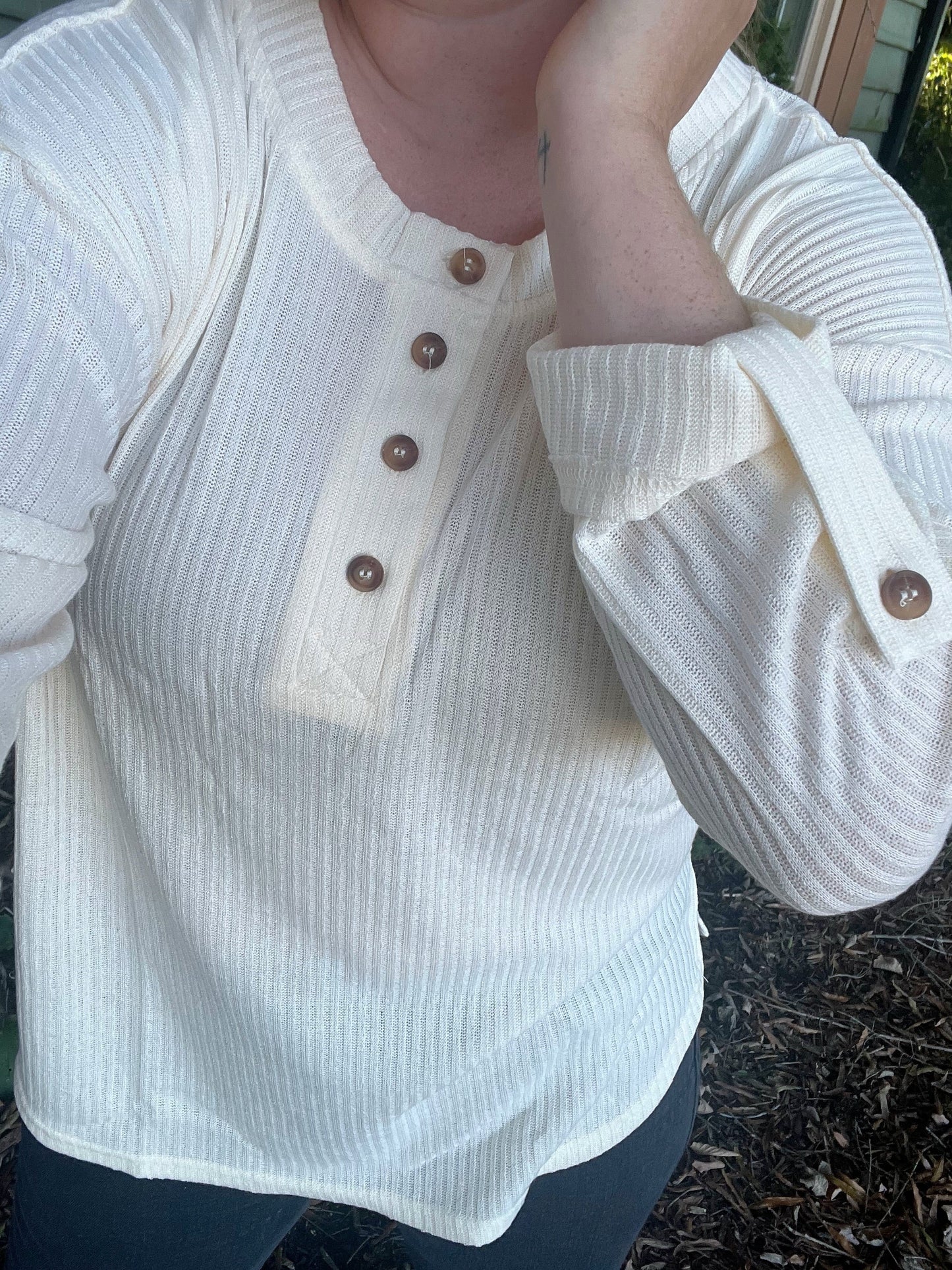 CREAM HENLEY KNIT Light Shine Co.