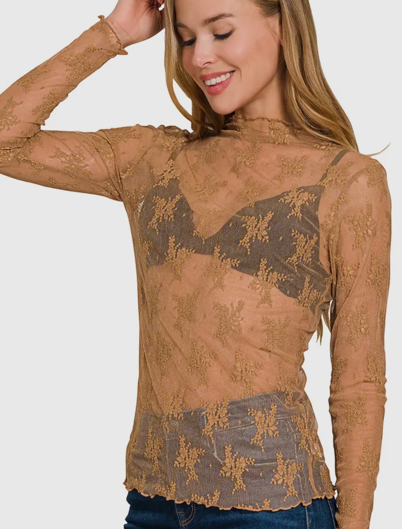 LUXE LACE MESH - Camel