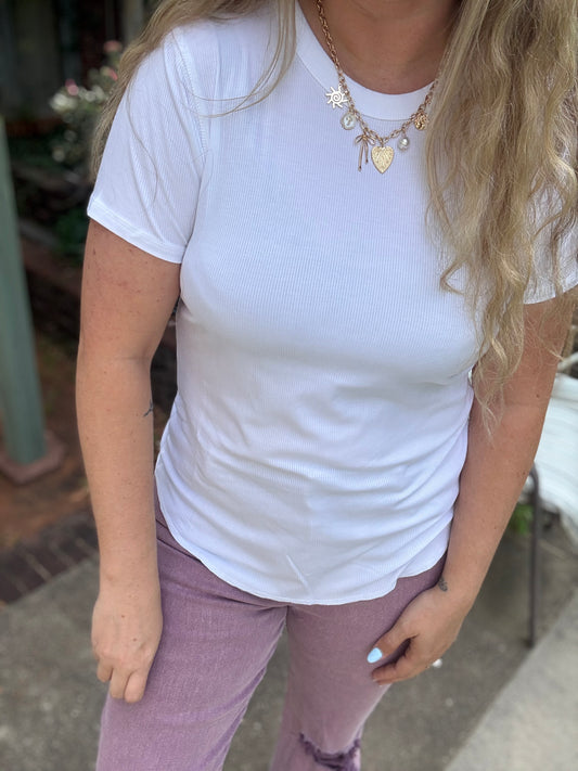 RIBBED BABY TEE - WHITE