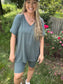 EVERYDAY ESSENTIAL (V-NECK) - BIKER SHORT SET/ Ash Jade