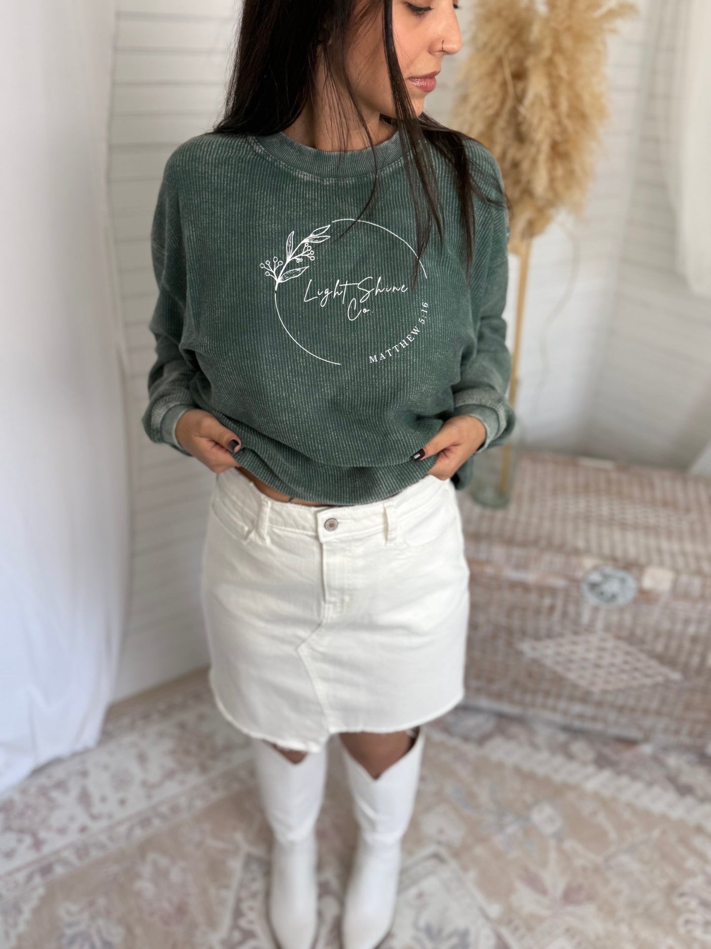 WHITE SPLICE SKIRT