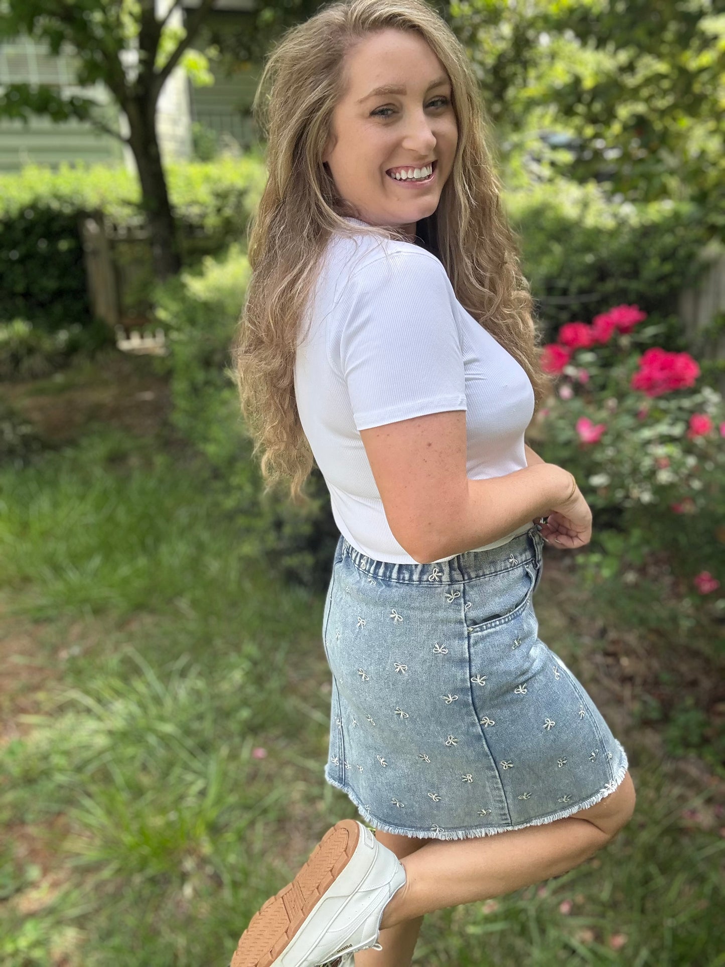 BOW BABE - DENIM SKIRT