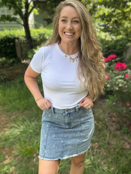 BOW BABE - DENIM SKIRT