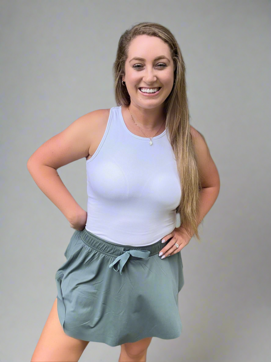 RIBBED LAYERING TANK - White