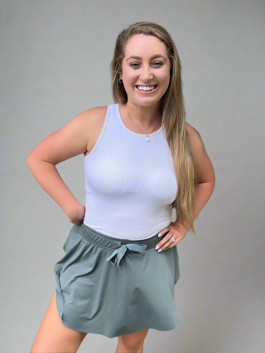 RIBBED LAYERING TANK - White