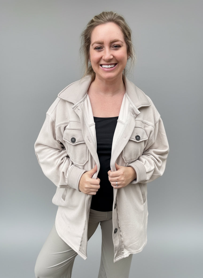 OVERSIZED BASIC FLEECE SHACKET
