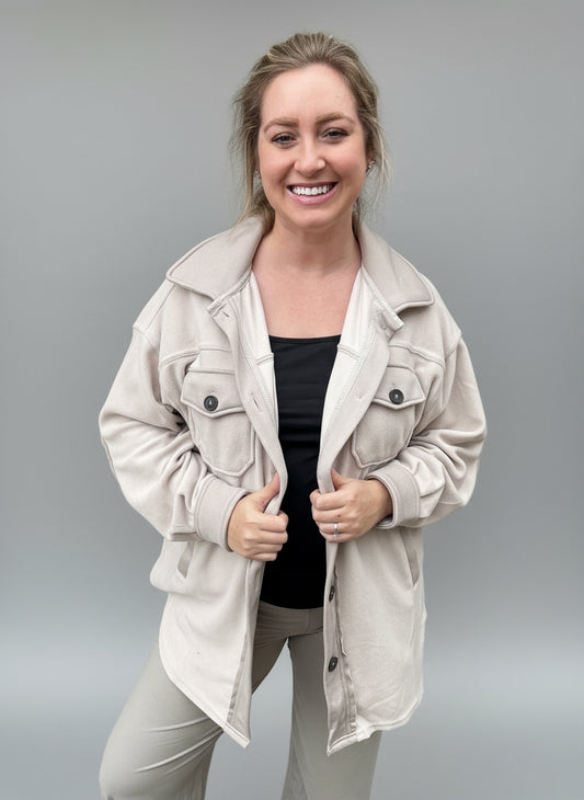 OVERSIZED BASIC FLEECE SHACKET