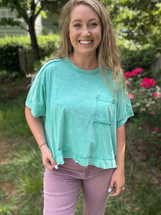 CORA CROP TEE - GREEN