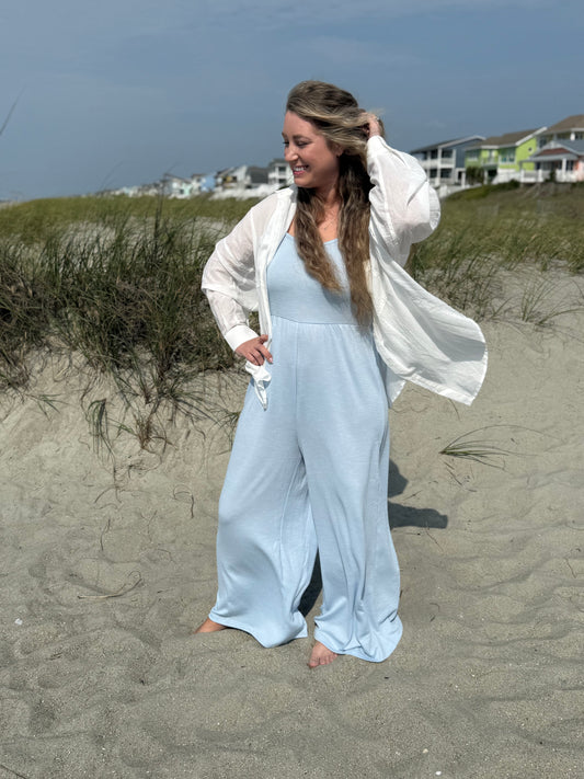 BREEZY BLUE - RIBBED JUMPSUIT