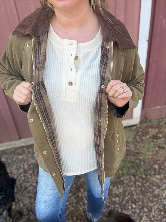 CREAM HENLEY KNIT
