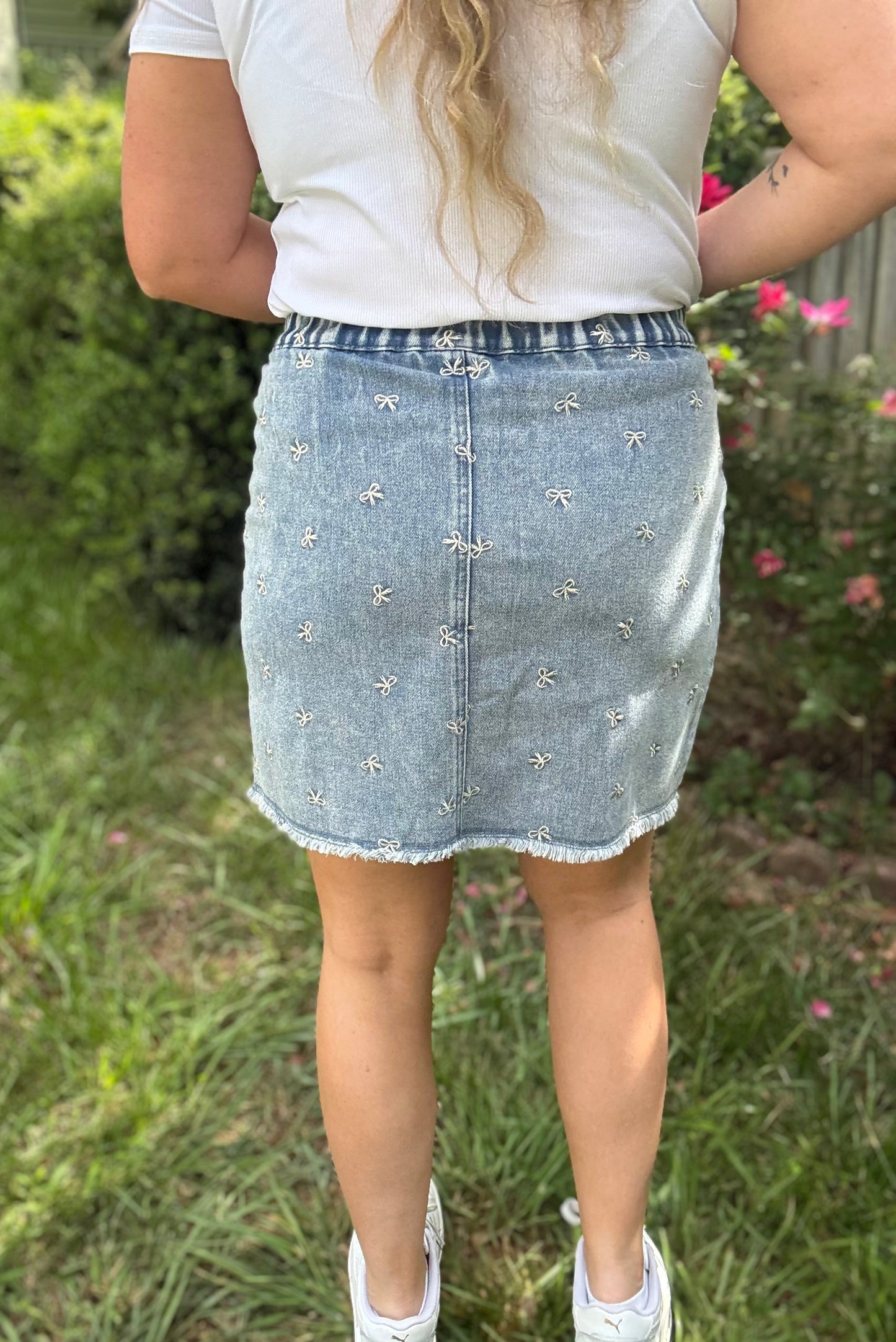 BOW BABE - DENIM SKIRT