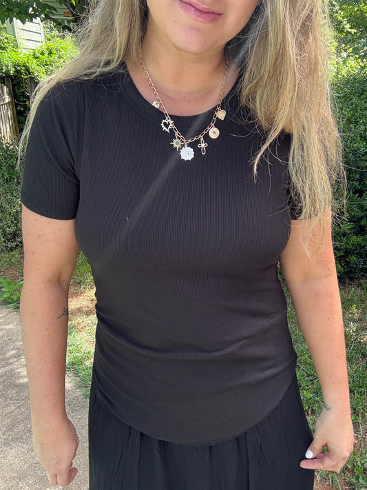 RIBBED BABY TEE - BLACK
