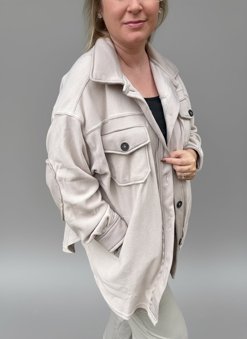 OVERSIZED BASIC FLEECE SHACKET