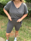 EVERYDAY ESSENTIAL (V-NECK) - BIKER SHORT SET/ Charcoal