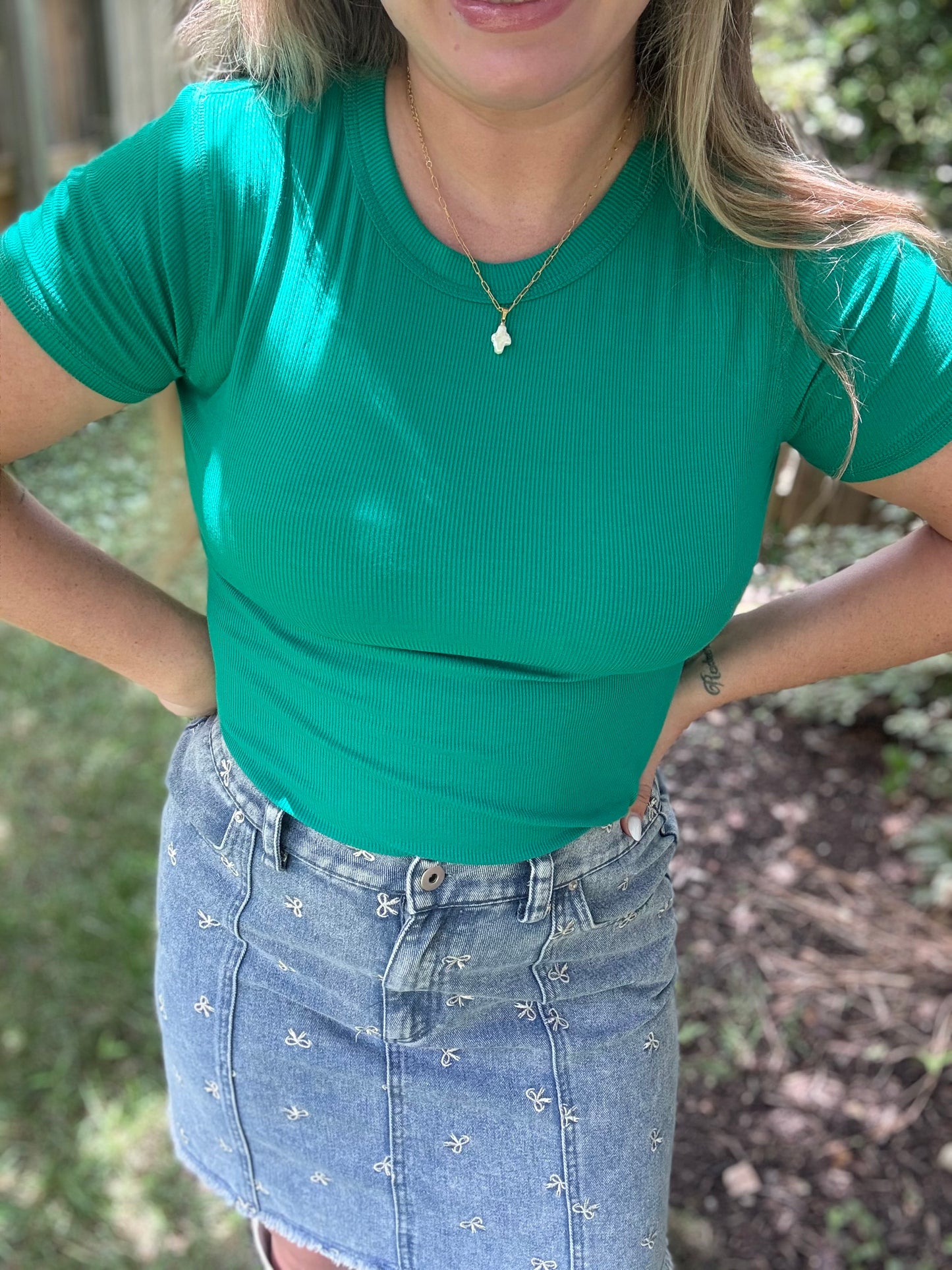 RIBBED BABY TEE - K GREEN
