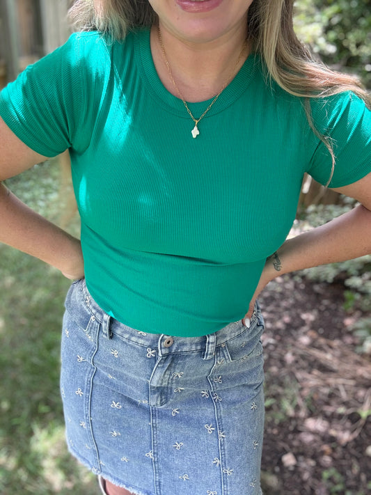 RIBBED BABY TEE - K GREEN
