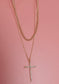 DOUBLE LAYER CROSS NECKLACE