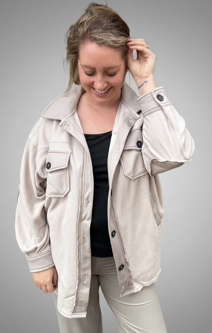 OVERSIZED BASIC FLEECE SHACKET