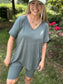 EVERYDAY ESSENTIAL (V-NECK) - BIKER SHORT SET/ Ash Jade