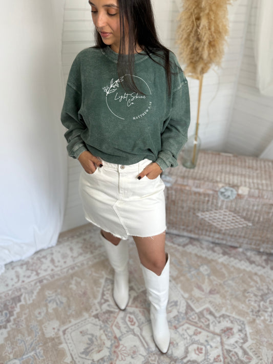 WHITE SPLICE SKIRT