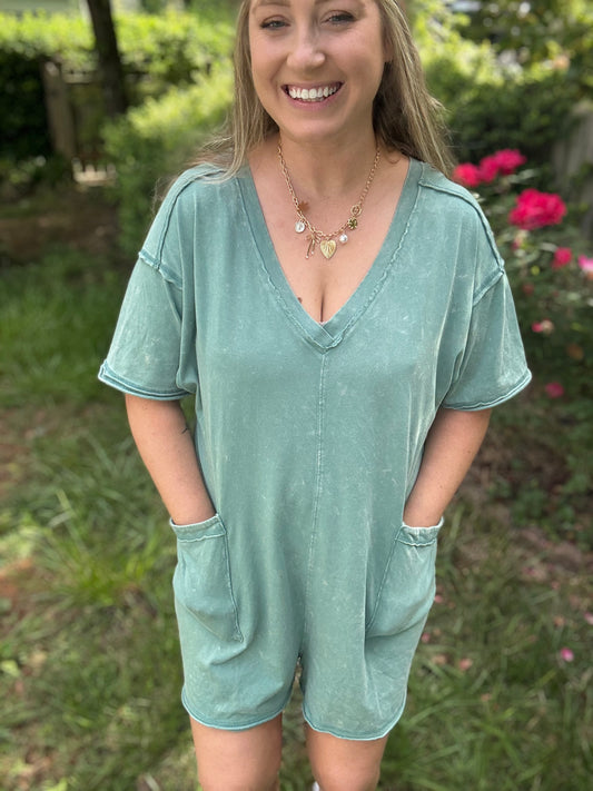 PETAL ROMPER - SAGE