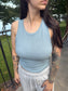 RIBBED LAYERING TANK - Blue Grey