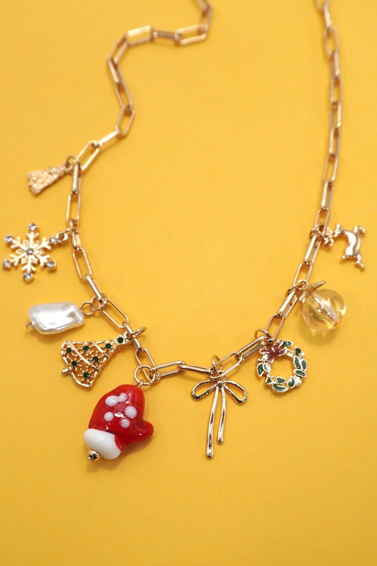 CHRISTMAS MITTEN CHARM NECKLACE
